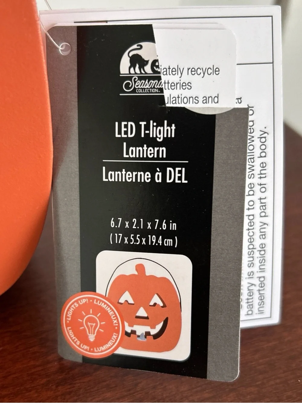 LED Pumpkin Jack-O'-Lantern Candy Bucket - Orange
